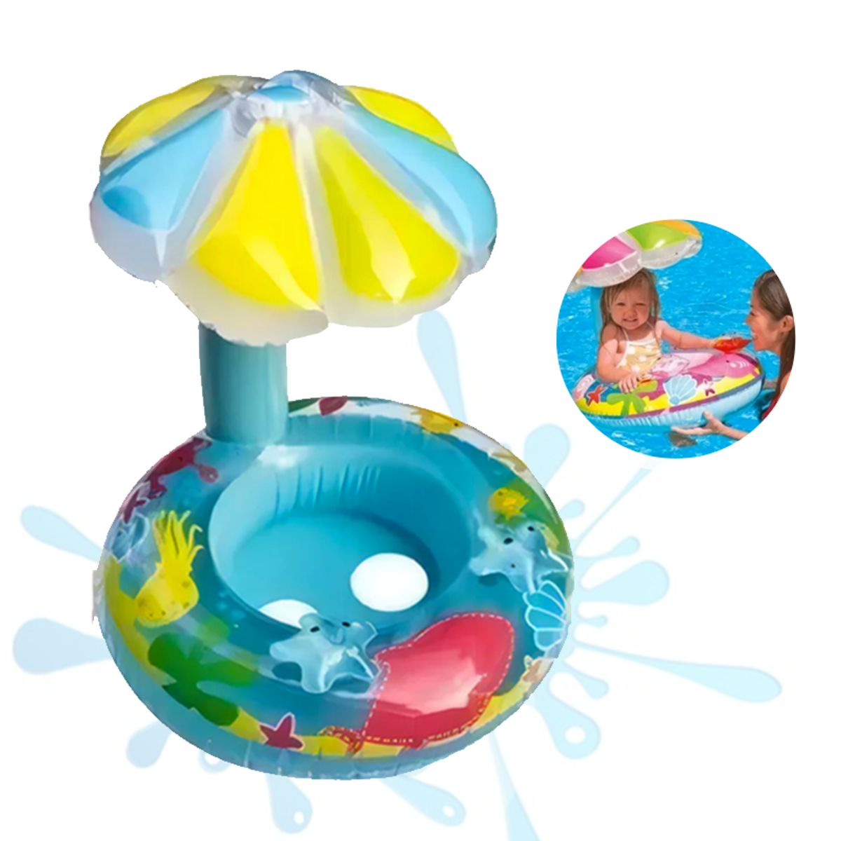 GRAVITAL - Flotador Con Sombrilla Para Bebe Asiento de Natacion