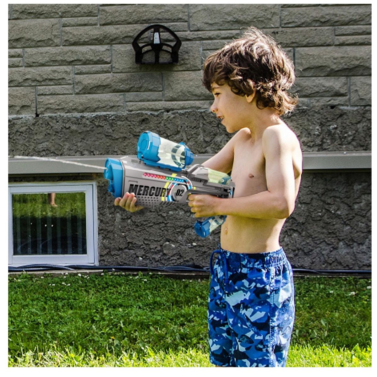 GENERICO - PISTOLA DE AGUA ELECTRICA MERCURY 02 CON LUCES LED