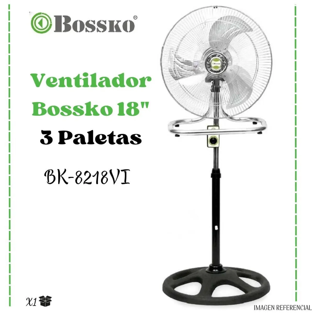 BOSSKO - Ventilador Bossko 3 Aspas 3 en 1 De 18″ 200 Watts BK-8218VI – PLATEADO