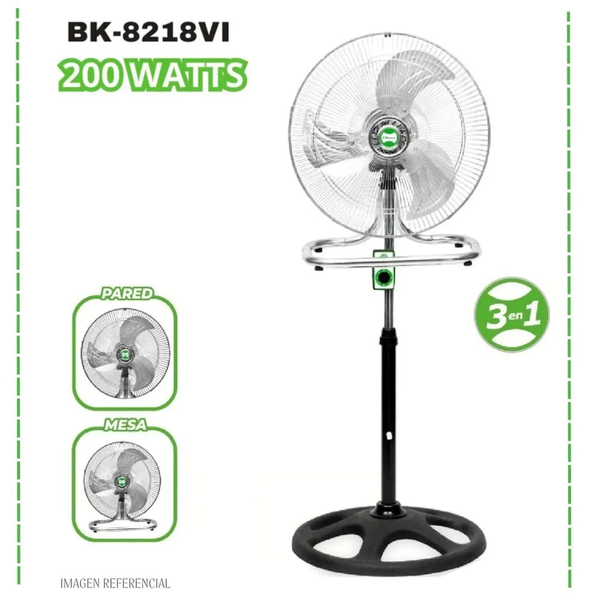 BOSSKO - Ventilador Bossko 3 Aspas 3 en 1 De 18″ 200 Watts BK-8218VI – PLATEADO