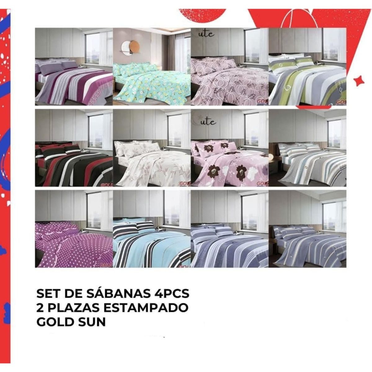 GENERICO - Set de Sabana de 4pcs