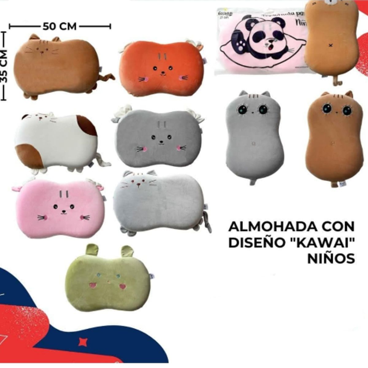 GENERICO - Peluche Almohada Gatito Kawaii 50cm