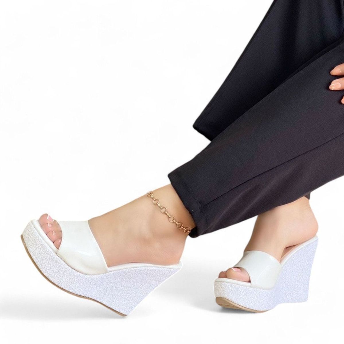 GENERICO - Taco Mujer Plataforma Classic 2086L-52 Taco 9 Color Blanco