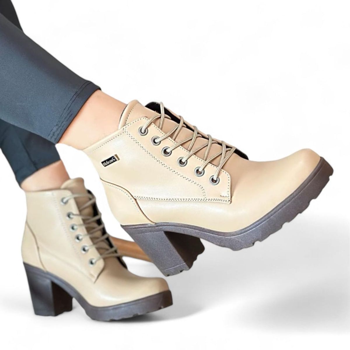 GENERICO - Bota Muje Diseño Urbano Taco 7 2035L-55 Color Beige