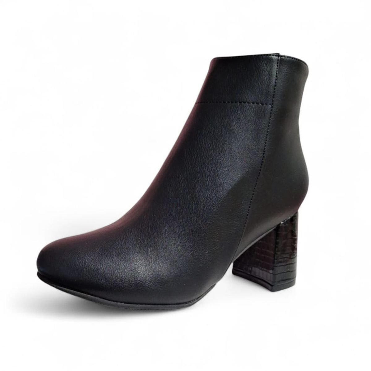 GENERICO - Botin Mujer Yomar 1399 Cuero Vegano Taco 7 Labrado Color Negro