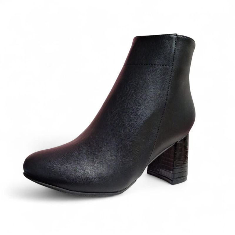 GENERICO - Botin Mujer Yomar 1399 Cuero Vegano Taco 7 Labrado Color Negro