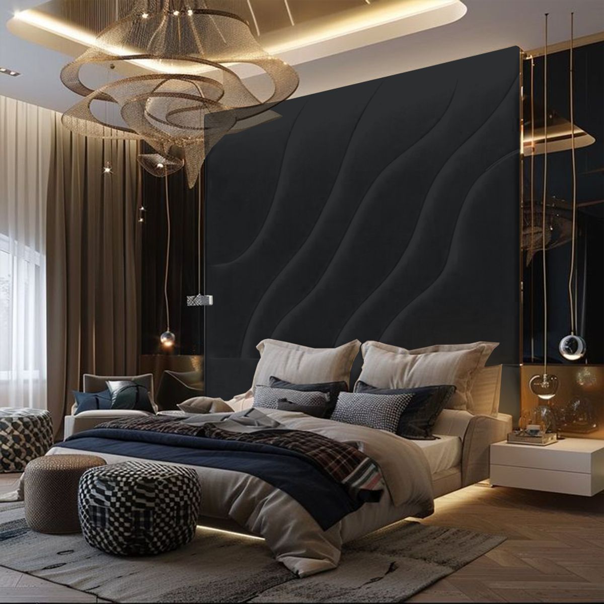 BARAKA HOME - Cabecera Kolding King - Negro