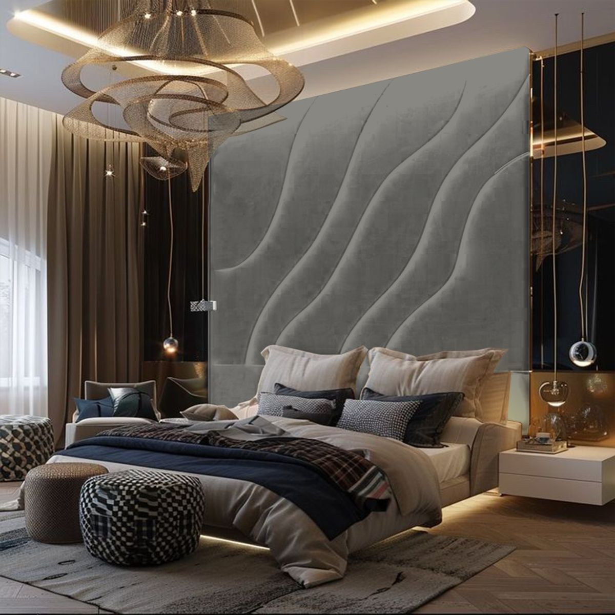 BARAKA HOME - Cabecera Kolding 1.5 Plz - Gris Oscuro