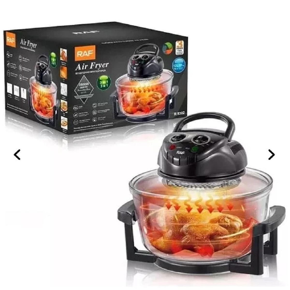 RAFF - Freidora De Aire De 17L Halógena Antiadherente De 3500w