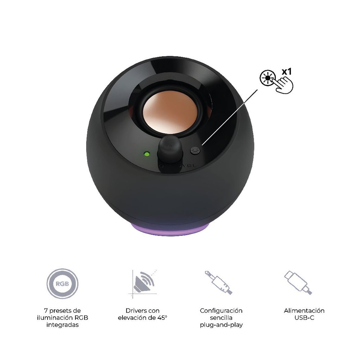 CREATIVE - Parlante Creative Pebble SE 4.4w/8.8w  2.0 Usb-C/3.5mm