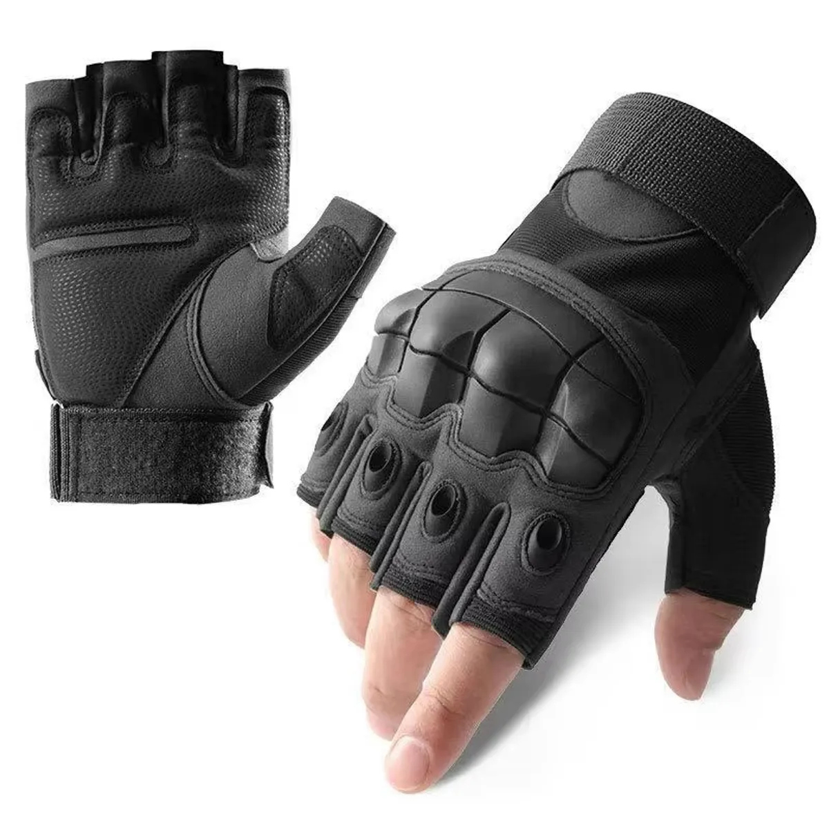 GENERICO - GUANTES CORTOS MITONES MULTIPROPOSITO deportivo NEGRO