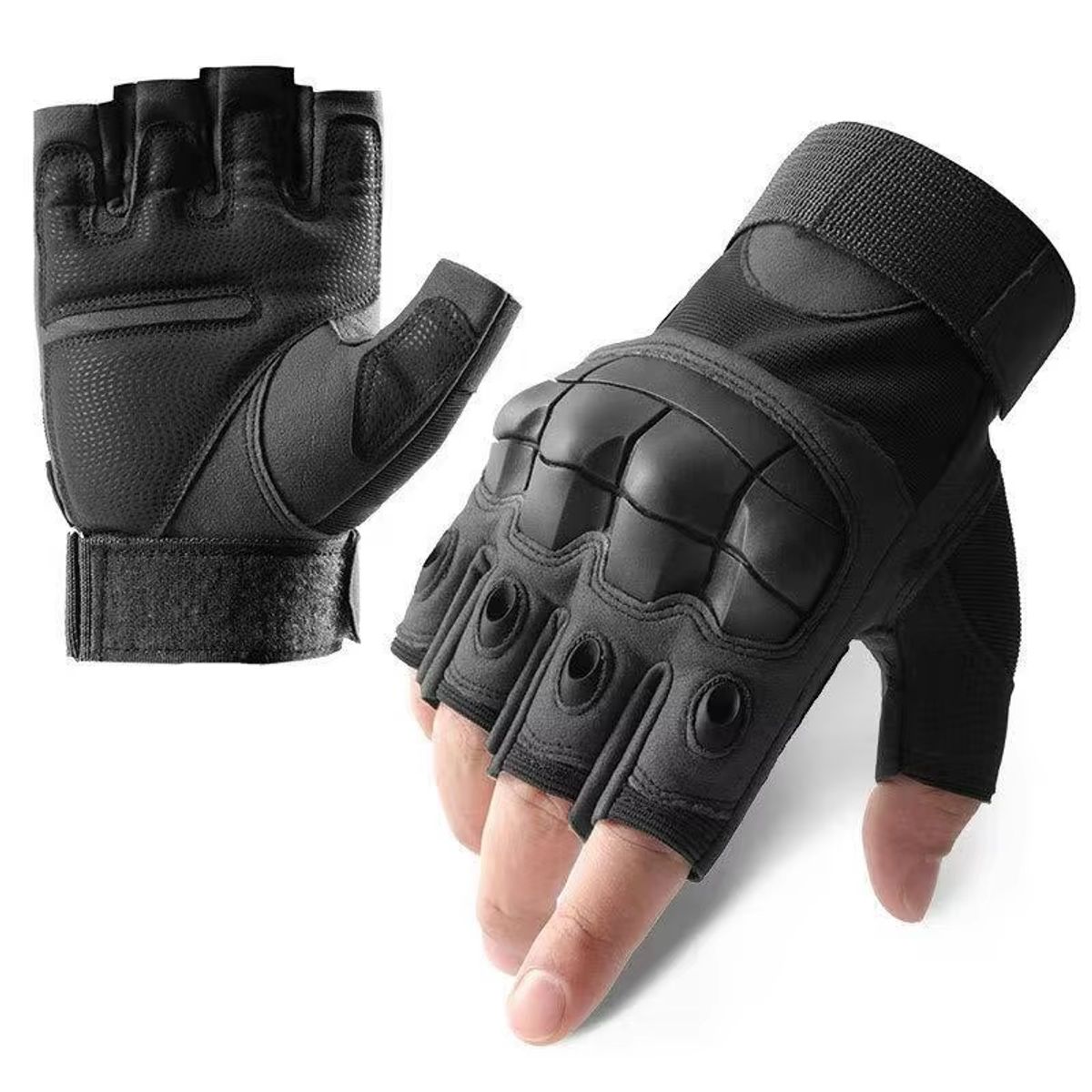 GENERICO - GUANTES CORTOS MITONES MULTIPROPOSITO deportivo NEGRO