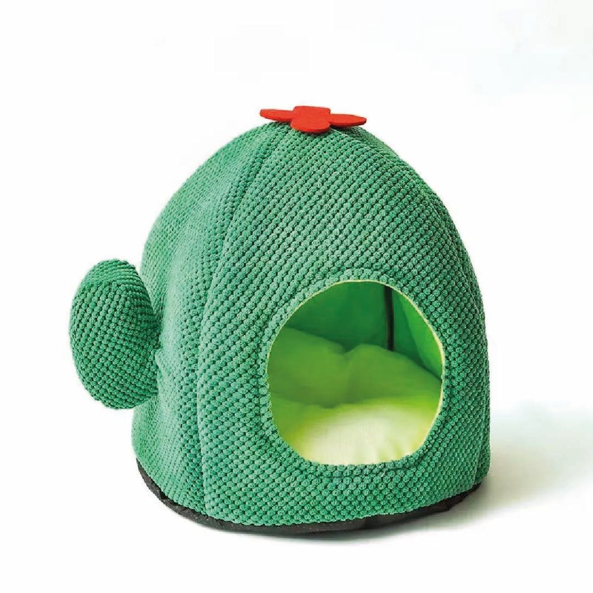 S&T - Cama Cactus Cueva Para Gatos Chenille Verde Esmeralda