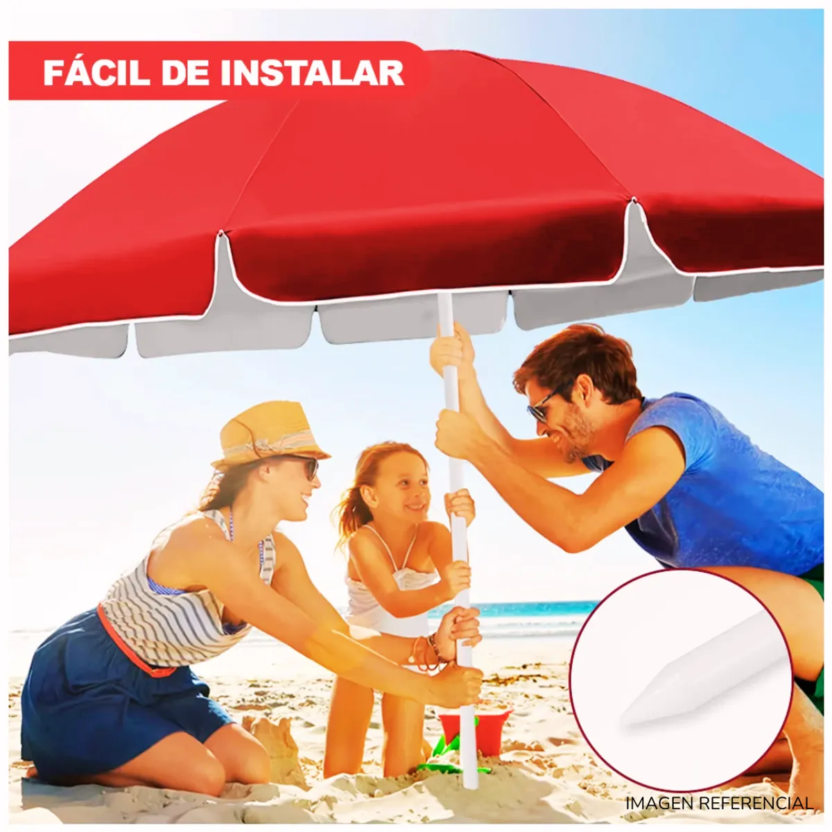 INSPIRA MARKET - Sombrilla de Playa Portátil Ajustable