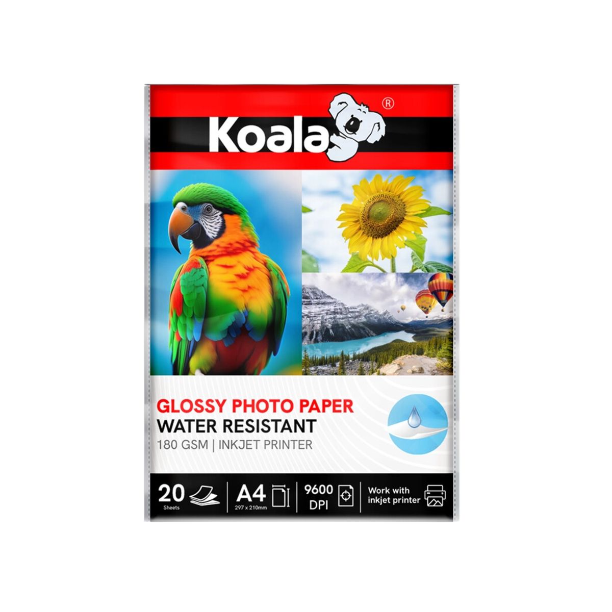 KOALA - Papel Fotográfico Brillante A4 180g 20 hojas