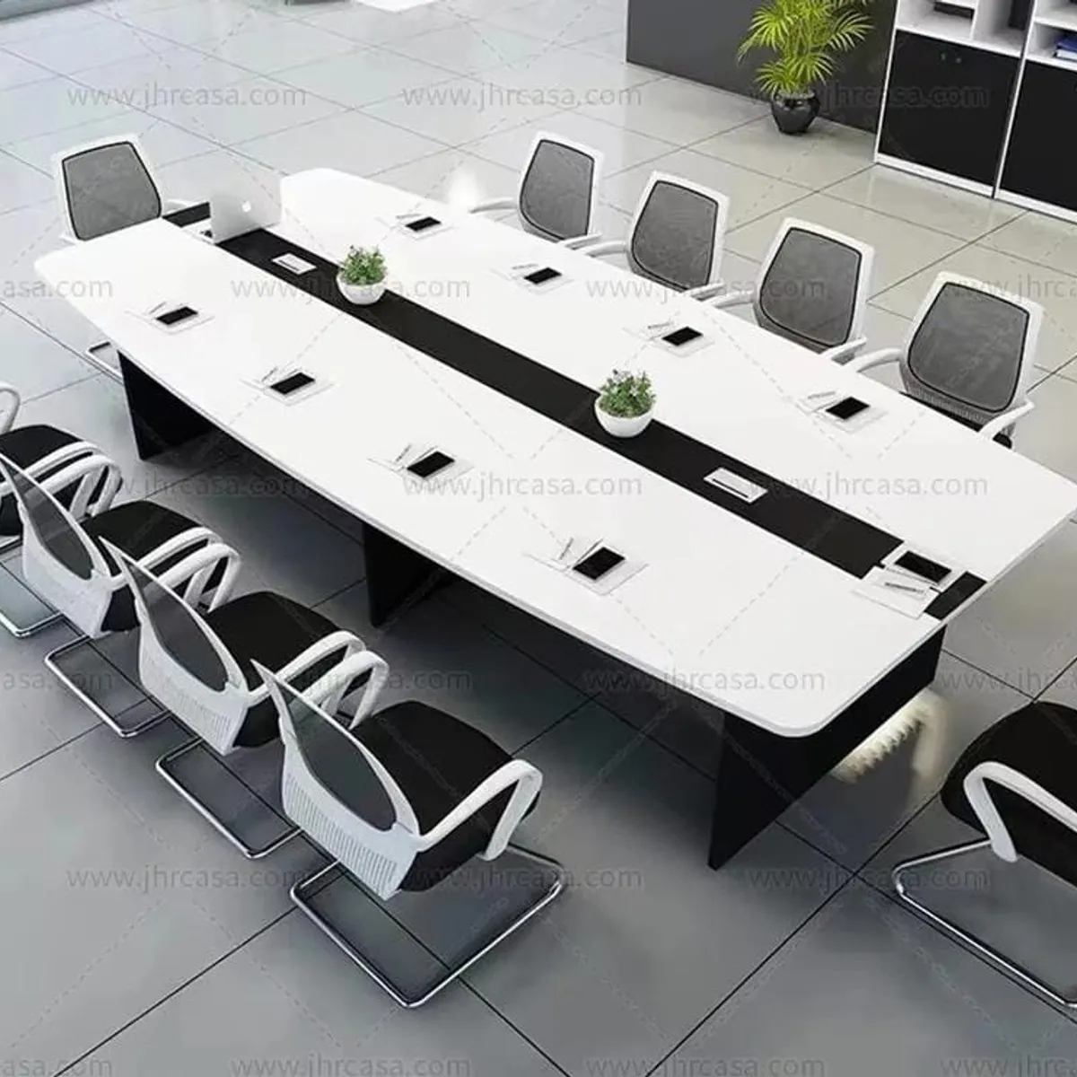 DMUEBLES - DM MESA DE TRABAJO/CONFERENCIA ZAPMAN 300 CM - BLANCO/NEGRO