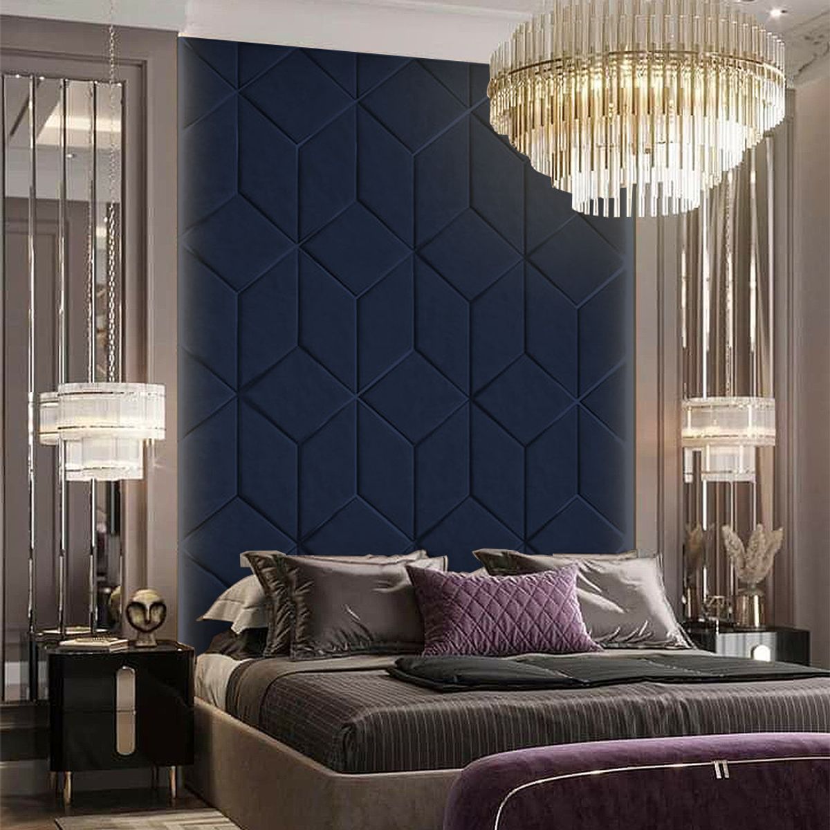 BARAKA HOME - Cabecera Fredericia Queen - Azul Marino