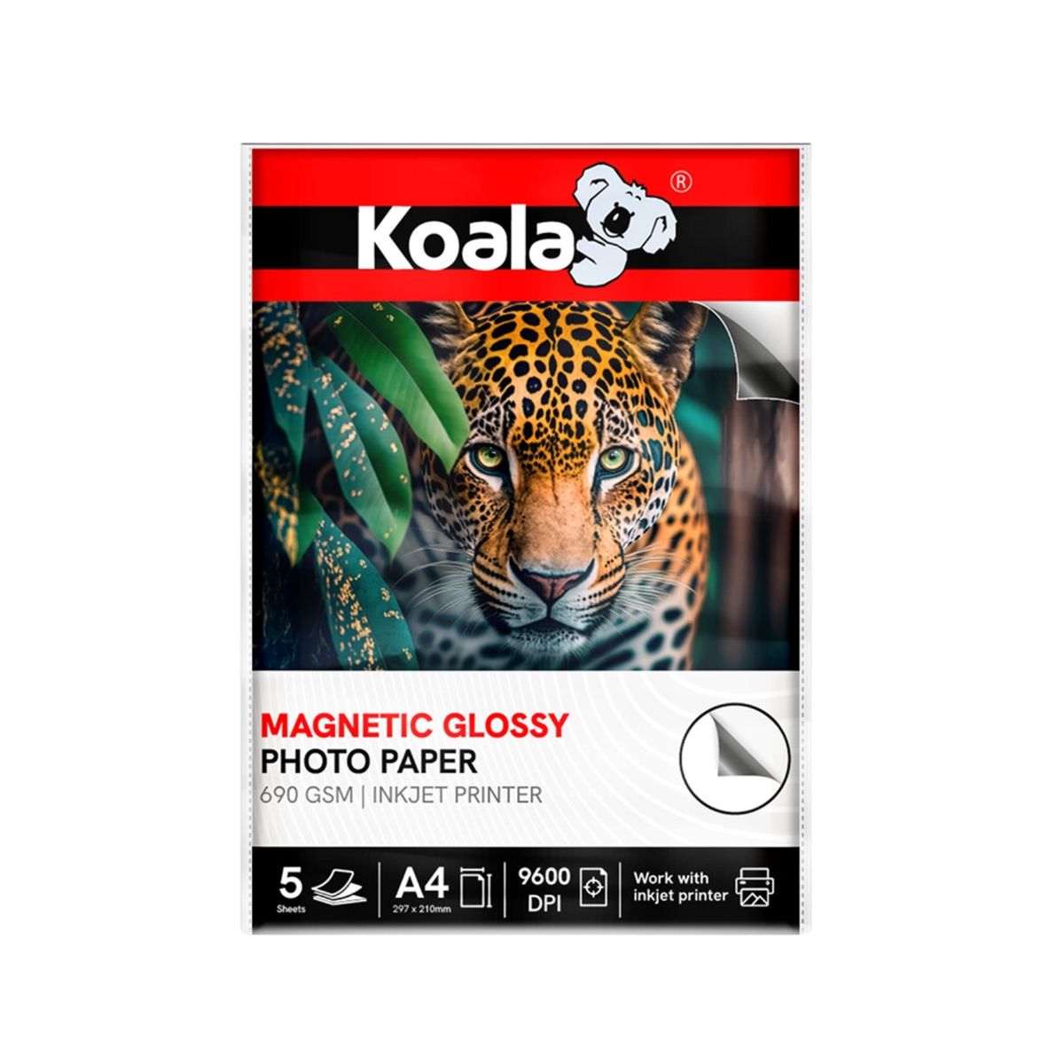 KOALA - Papel Fotográfico Brillante Imantado A4 690g 5 hojas