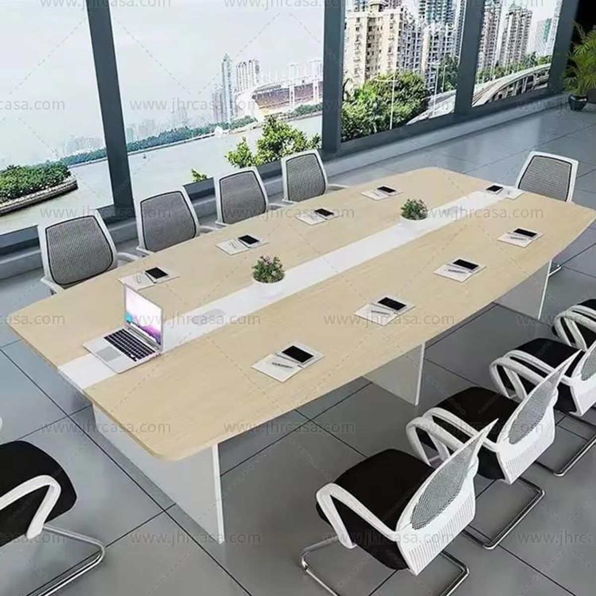 DMUEBLES - DM MESA DE TRABAJO/CONFERENCIA ZAPMAN 300 CM - BEIGE/BLANCO