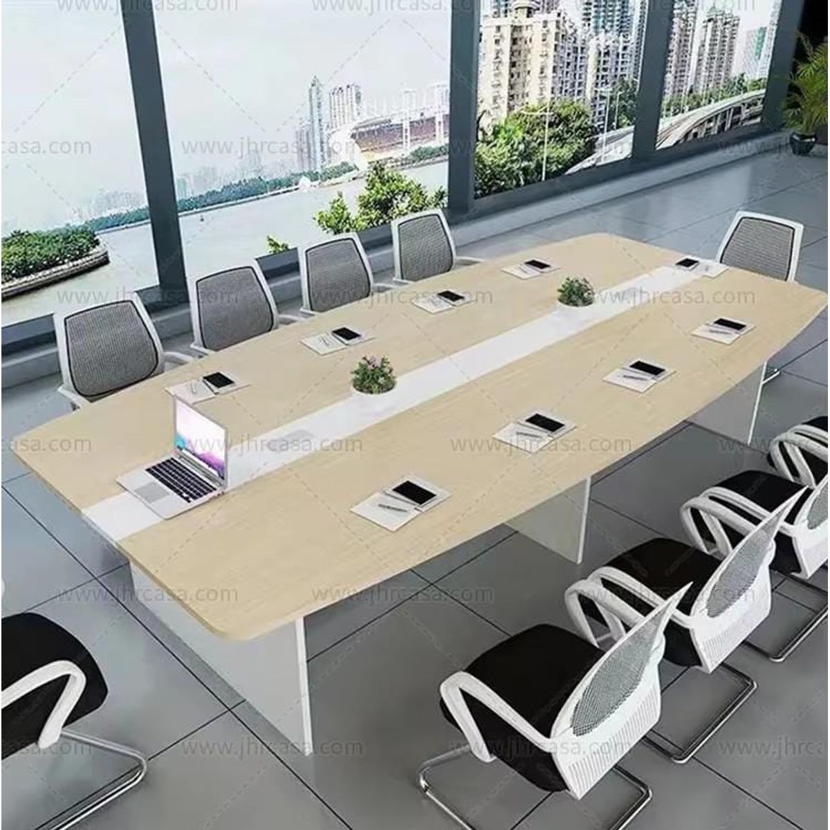 DMUEBLES - DM MESA DE TRABAJO/CONFERENCIA ZAPMAN 300 CM - BEIGE/BLANCO