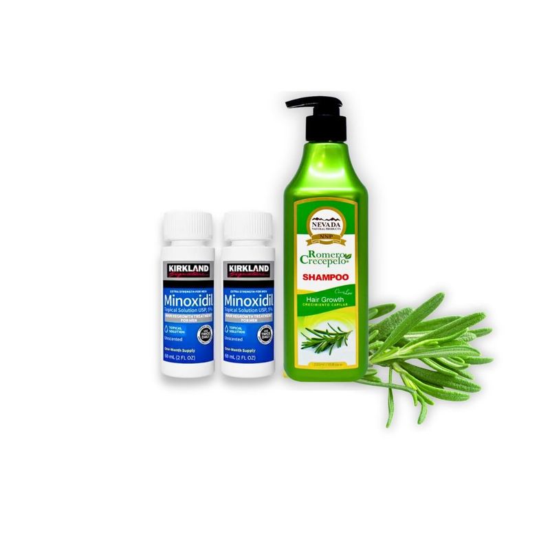 NEVADA NATURAL PRODUCTS - Pack Anticaida Shampoo Romero 320ml+Minoxidil X2
