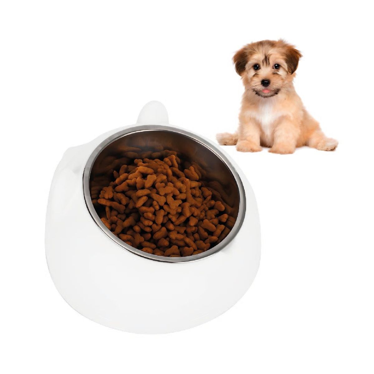 S&T - Plato Acero Inoxidable Para Mascotas Blanco - Talla S