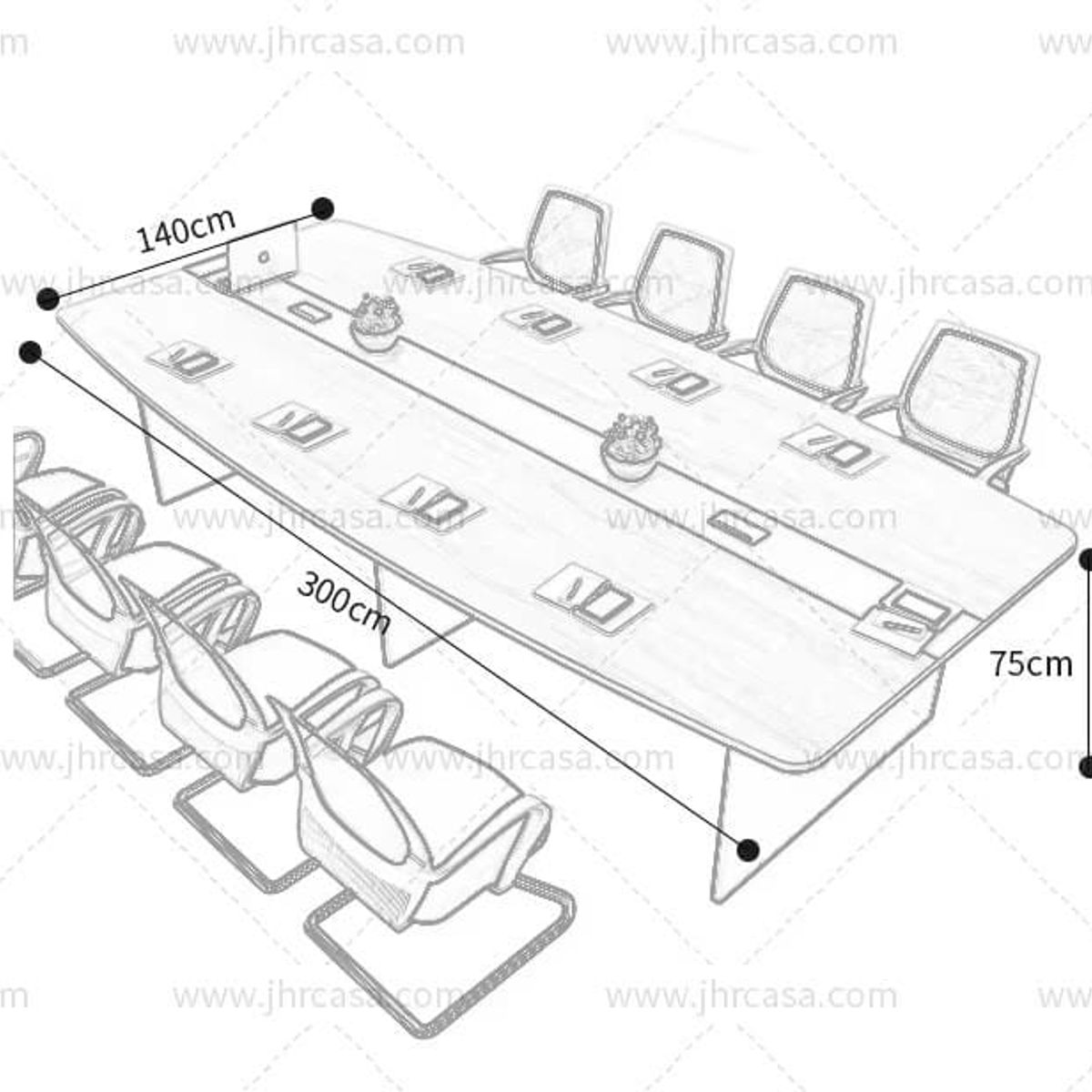 DMUEBLES - DM MESA DE TRABAJO/CONFERENCIA ZAPMAN 300 CM - BEIGE/NEGRO