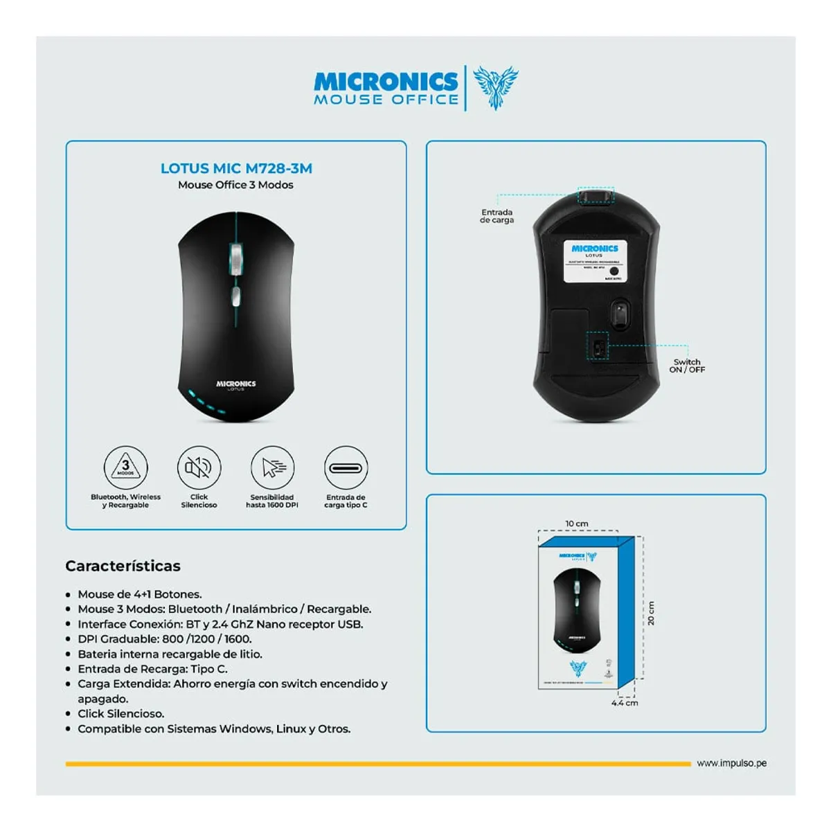 MICRONICS - LOTUS 3 MIC M728-3M MOUSE WIFI  MICRONICS