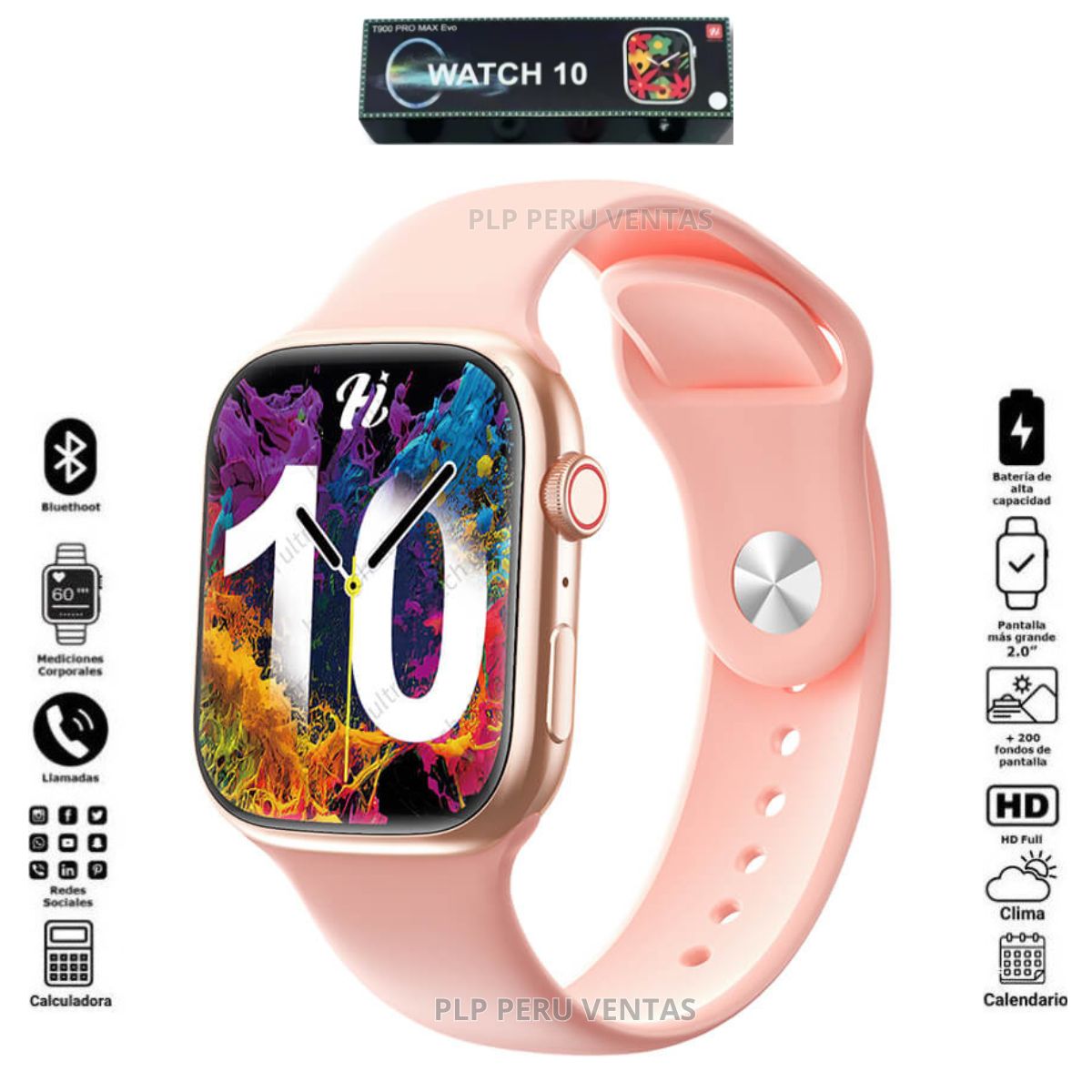 OEM - Smartwatch T900 Pro Max Evo Serie 10 Amoled Rosa