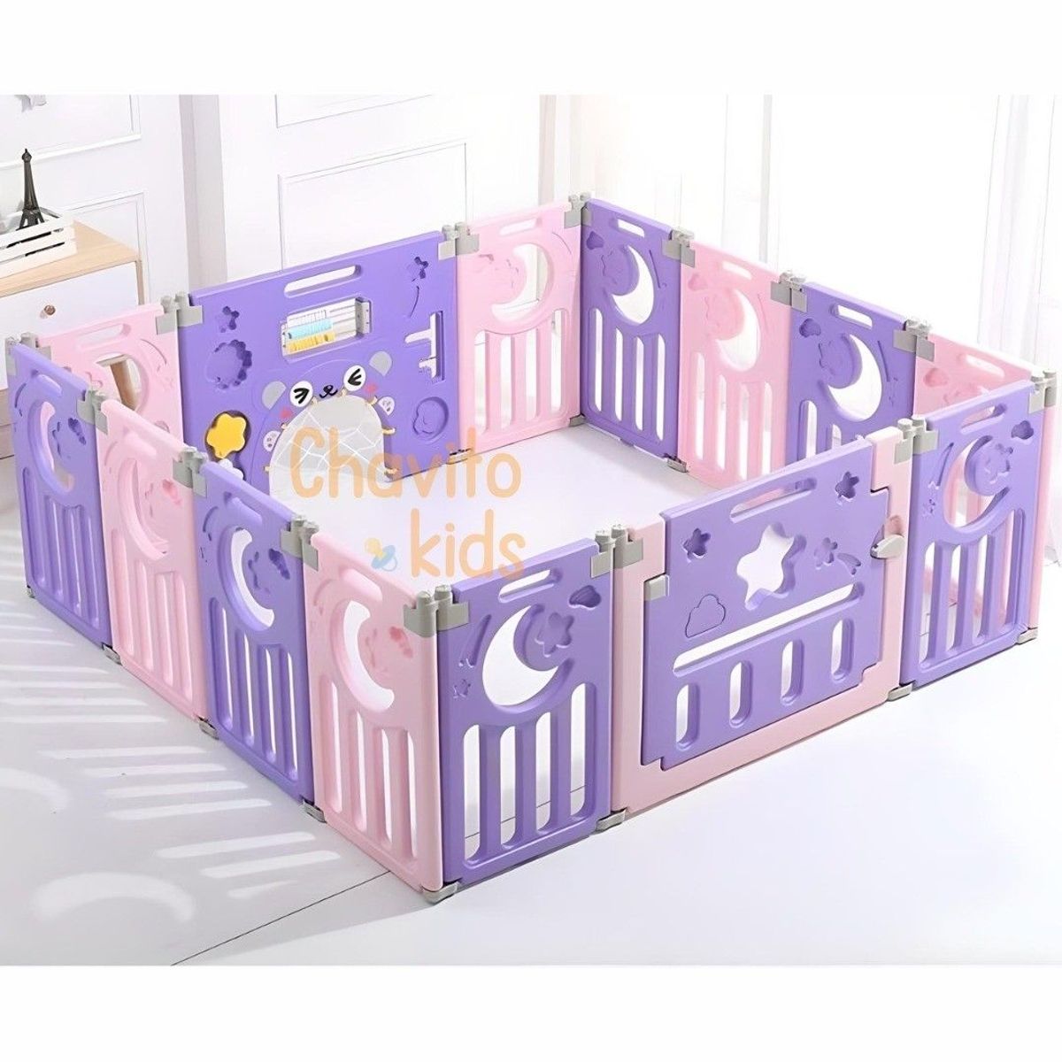 GENERICO - CORRAL 14 PANELES CERCO PLEGABLE LUNITA ROSADO