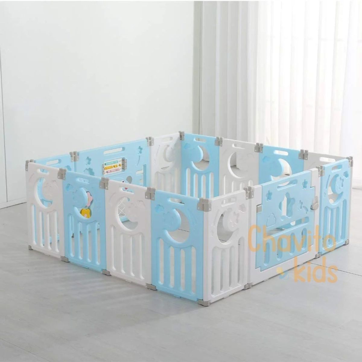 GENERICO - CORRAL 14 PANELES CERCO PLEGABLE LUNITA CELESTE