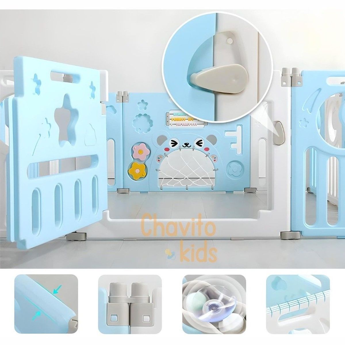 GENERICO - CORRAL 14 PANELES CERCO PLEGABLE LUNITA CELESTE