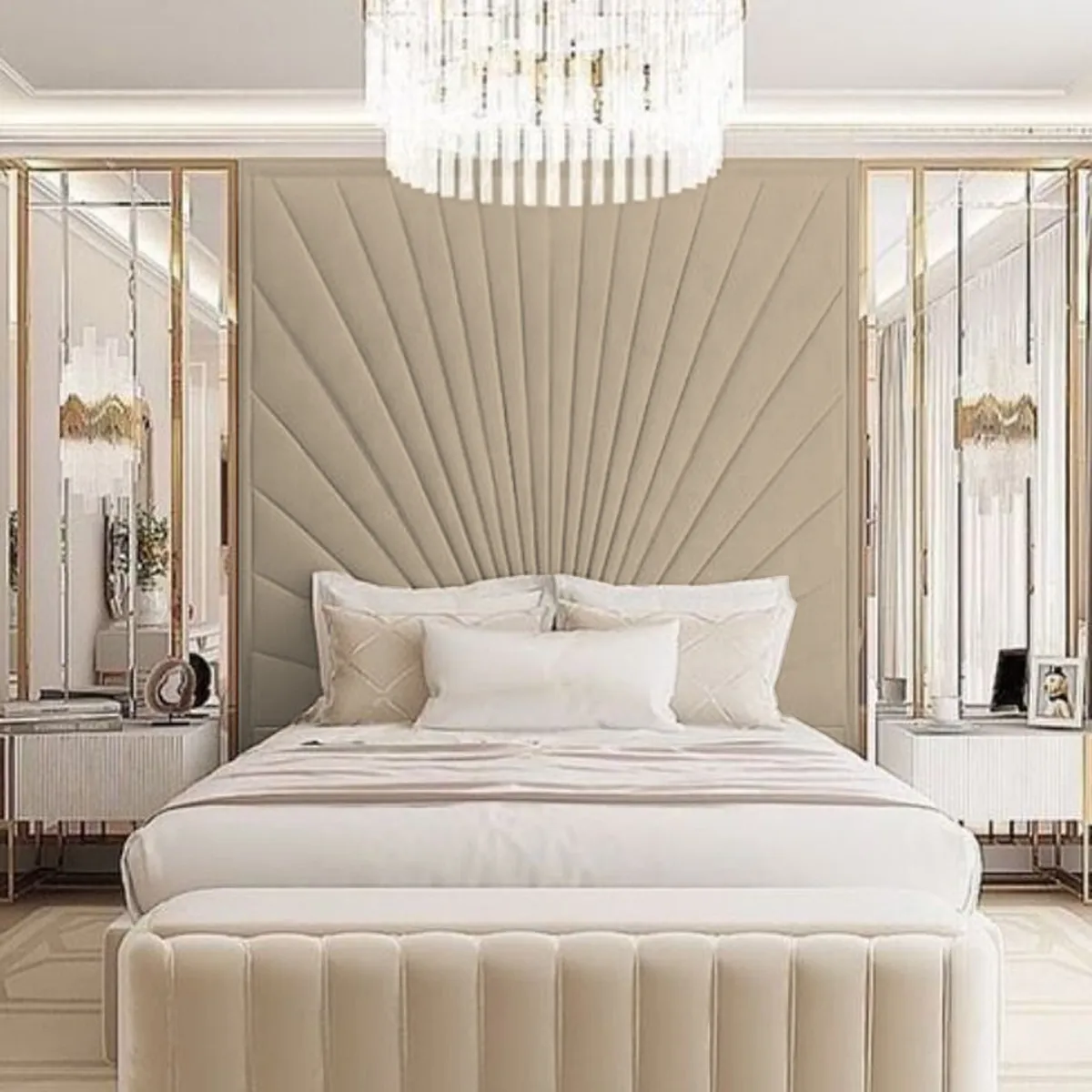 BARAKA HOME - Cabecera Herning Queen - Beige Claro