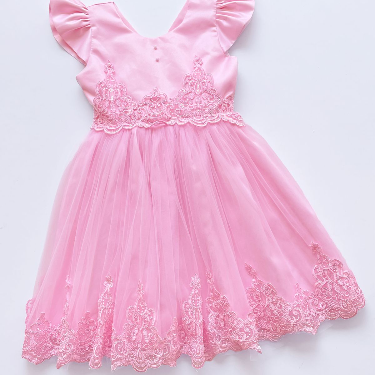 KIDS MASHMELO - VESTIDO DE FIESTA PARA NIÑA CON ENCAJE Y TULL