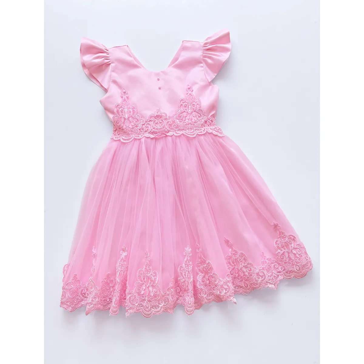 KIDS MASHMELO - VESTIDO DE FIESTA PARA NIÑA CON ENCAJE Y TULL