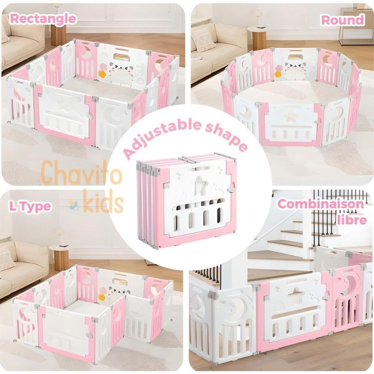 GENERICO - CORRAL CERCO PLEGABLE LUNITA ROSADO