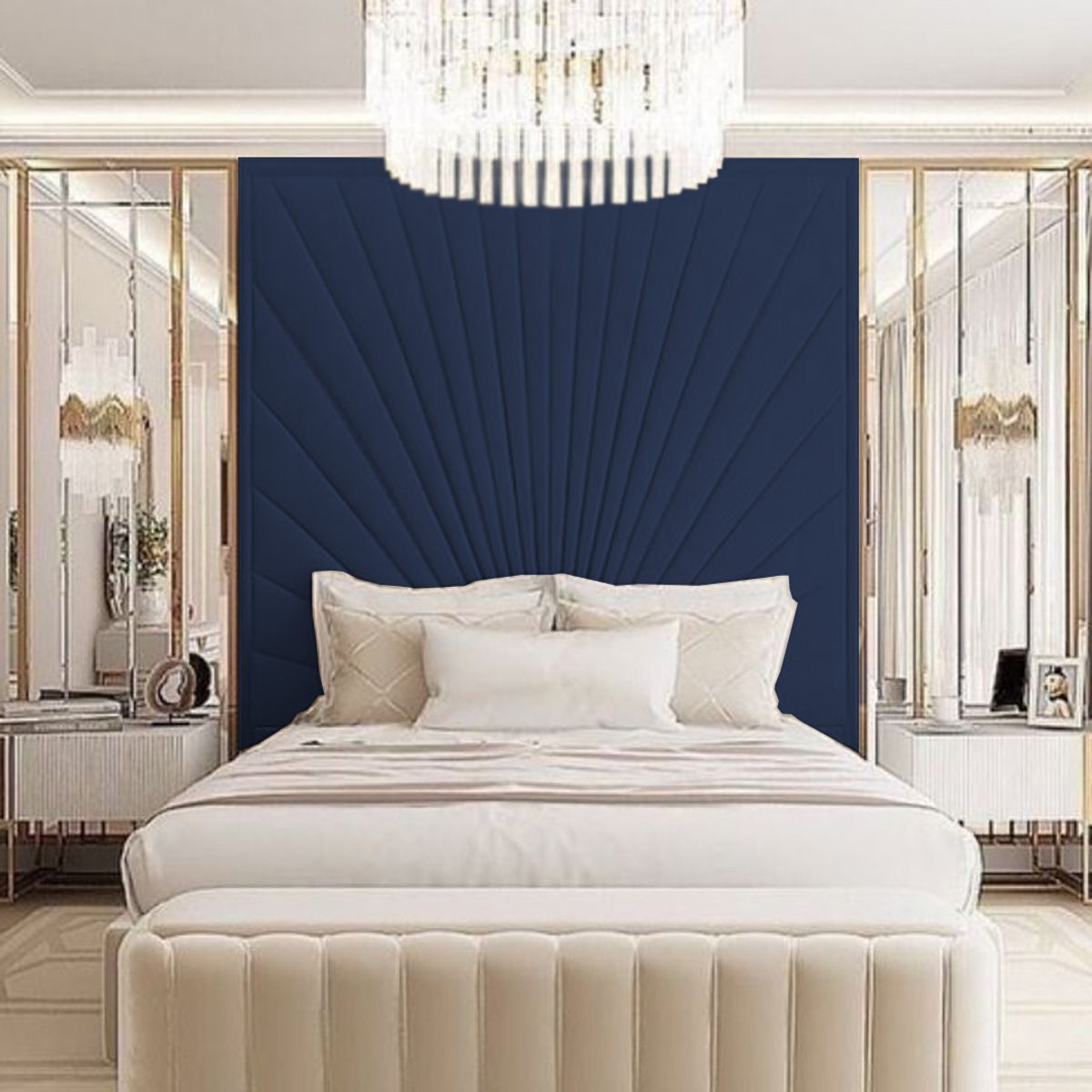 BARAKA HOME - Cabecera Herning 1.5 Plz - Azul Marino