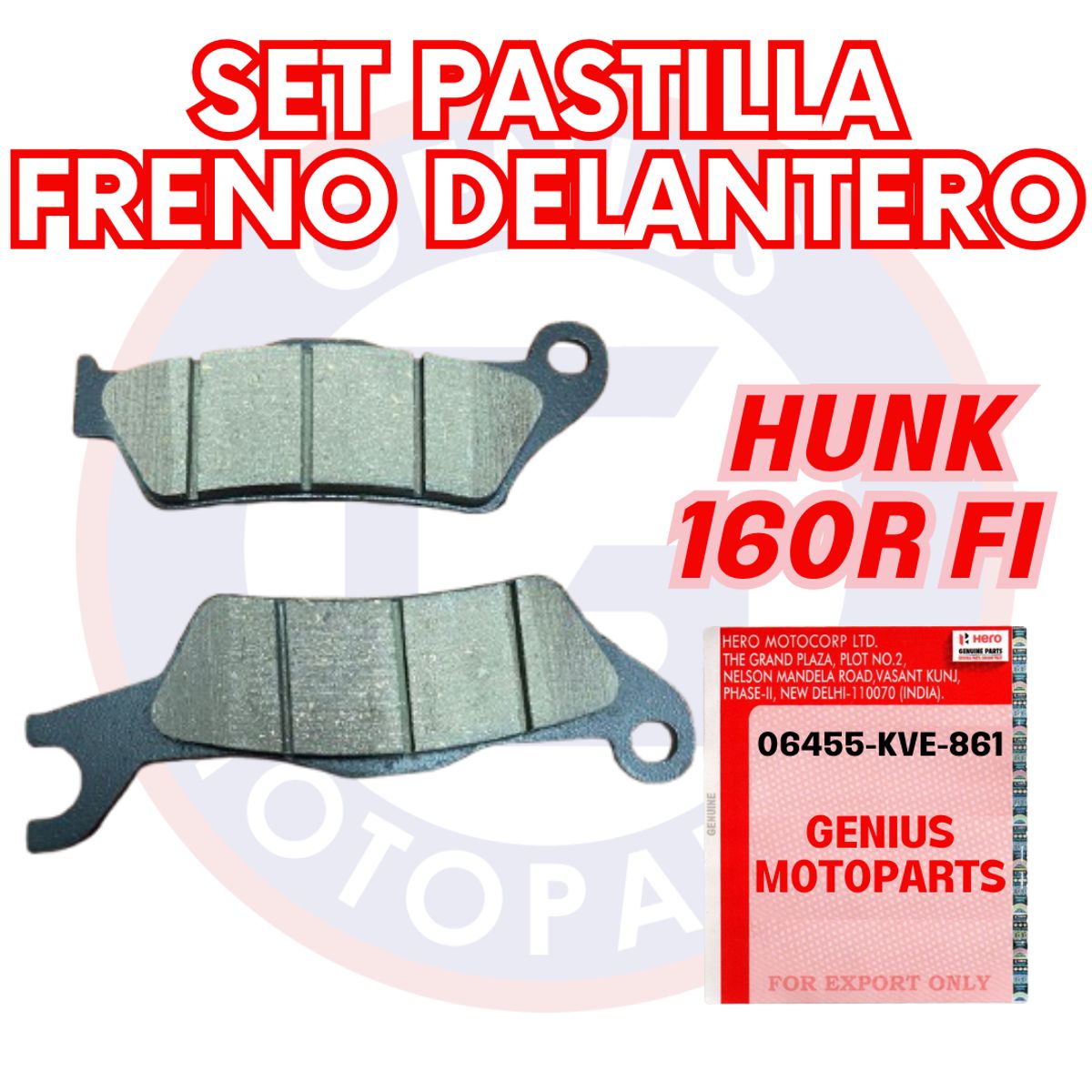 HERO - SET PASTILLA FRENO DELANTERO HUNK 160R FI