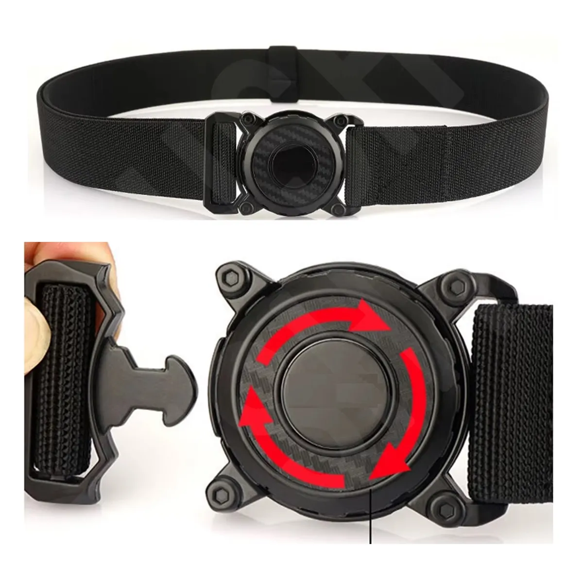 GENERICO - Cinturón correa ELASTICA  liberación rápida ROTATIVA  multiproposito