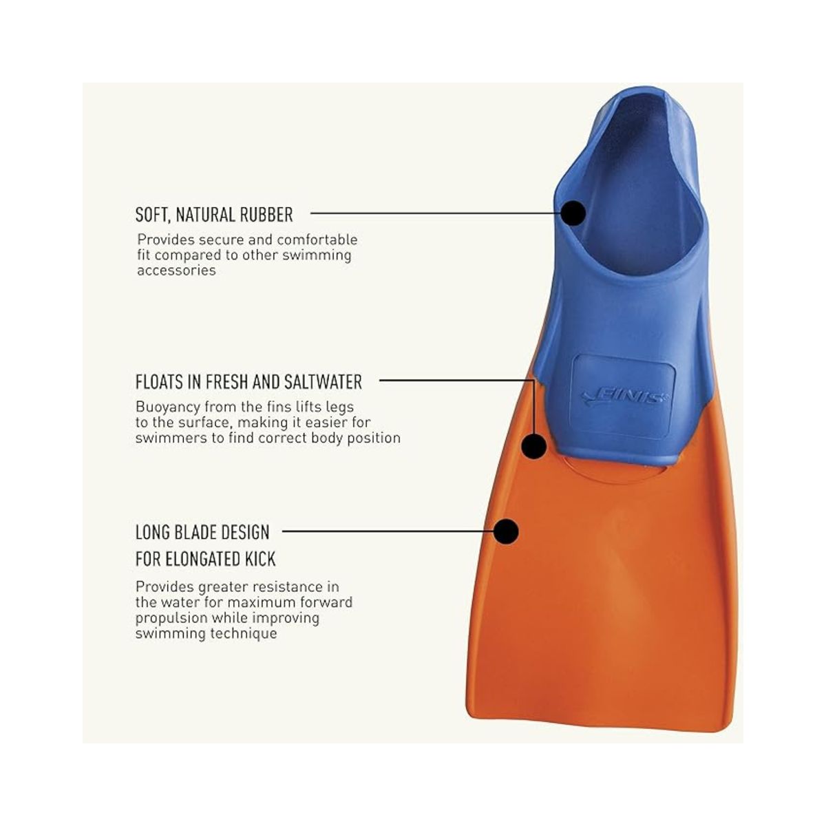 FINIS - Aletas Finis Flotantes largas Junior Blue Orange XXS 29-33