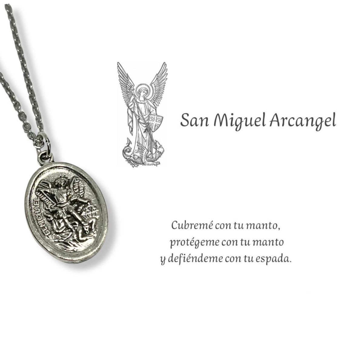 SANTORAL - Dije San Miguel Arcangel y Cadena - Metal