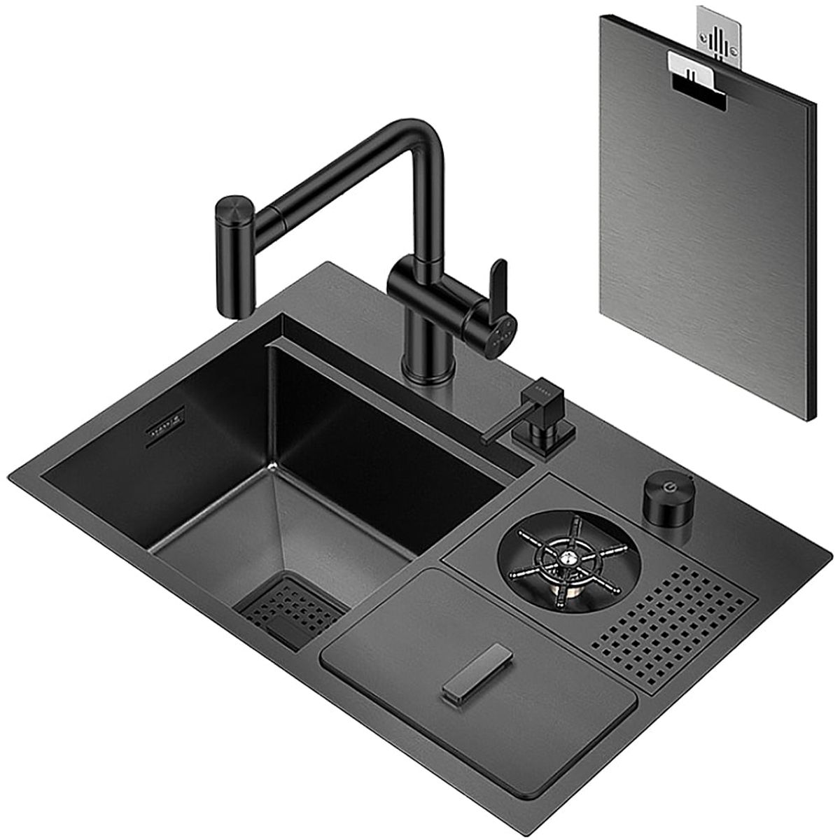 HIGRILL - Lavadero Multifuncional De Lujo para Zona de Parrilla Bar Con Tapa y Cubeta de Residuos