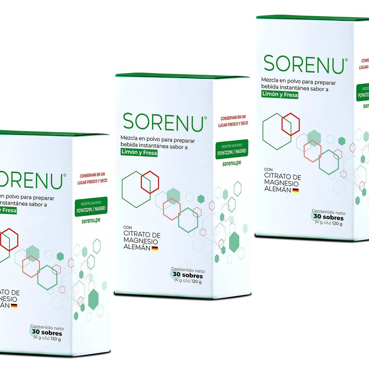 SORENU - SUPLEMENTO VITAMINICO CON CITRATO DE MAGNESIO EN SOBRES 3 CAJAS X 30UND