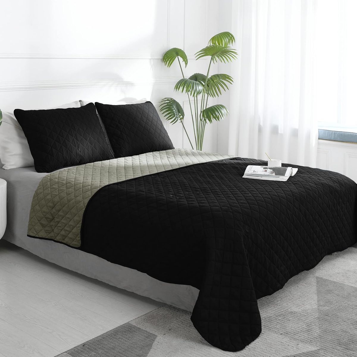 TEFI HOME - Quilt Deluxe Negro+Gris KING