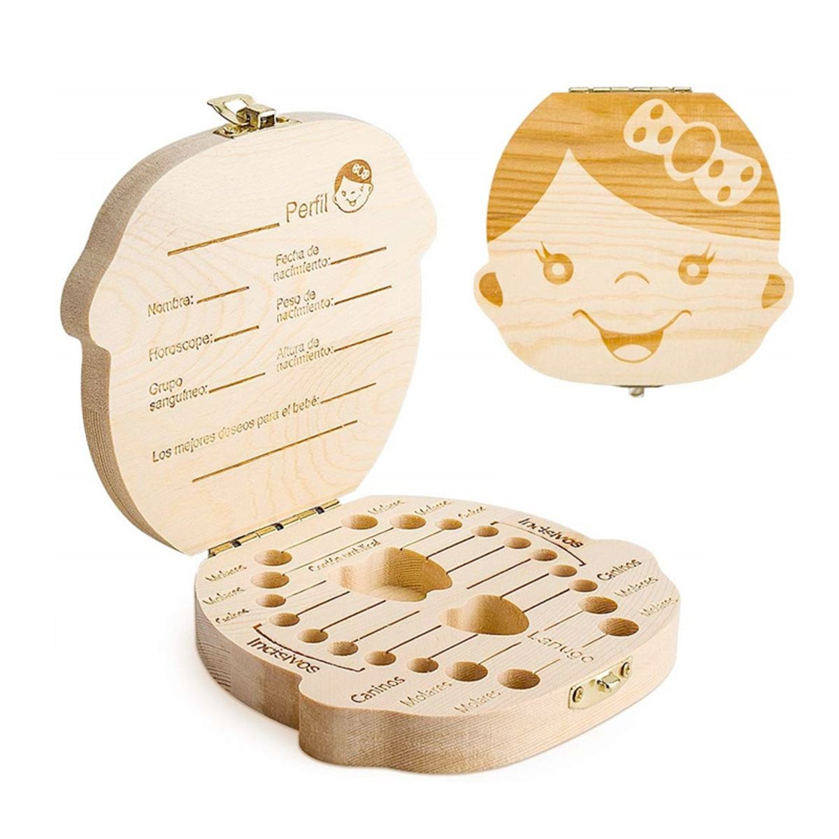 GENERICO - Caja Madera Para Guardar Dientes De Leche Niña