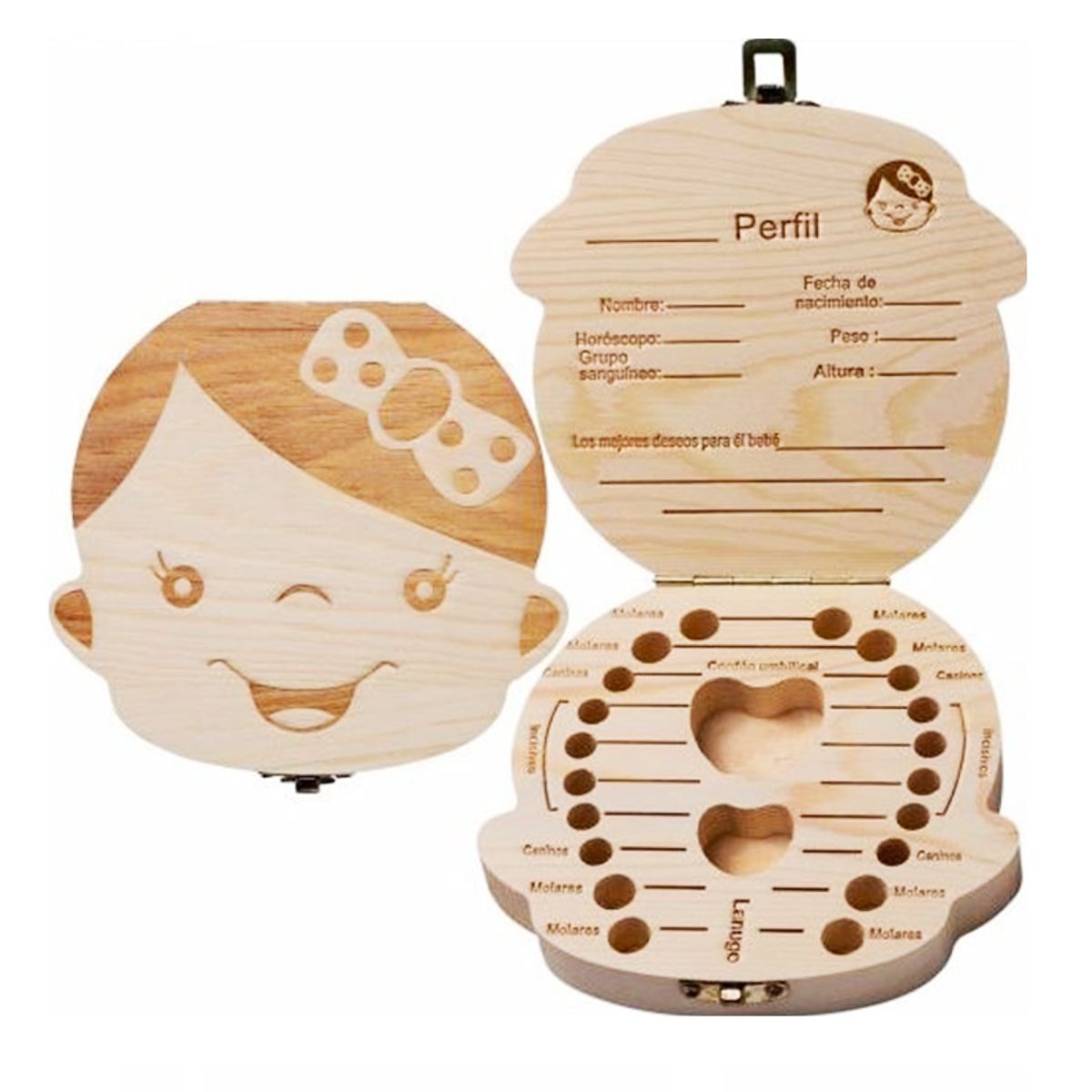 GENERICO - Caja Madera Para Guardar Dientes De Leche Niña