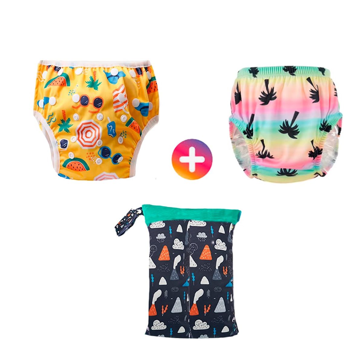 GENERICO - Pañal Natación Piscina Pack x 2 Unidades + Bolsa Impermeable