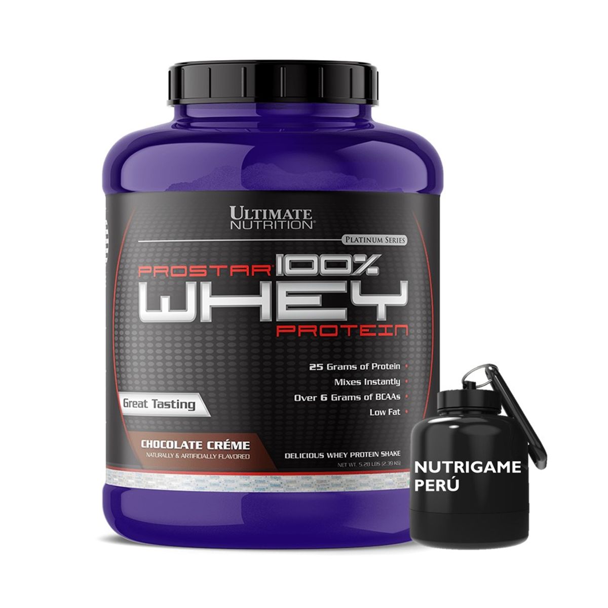 Ultimate Nutrition - Proteína Prostar 100% Whey 5 LB CHOCOLATE +Porta - Tienda Física