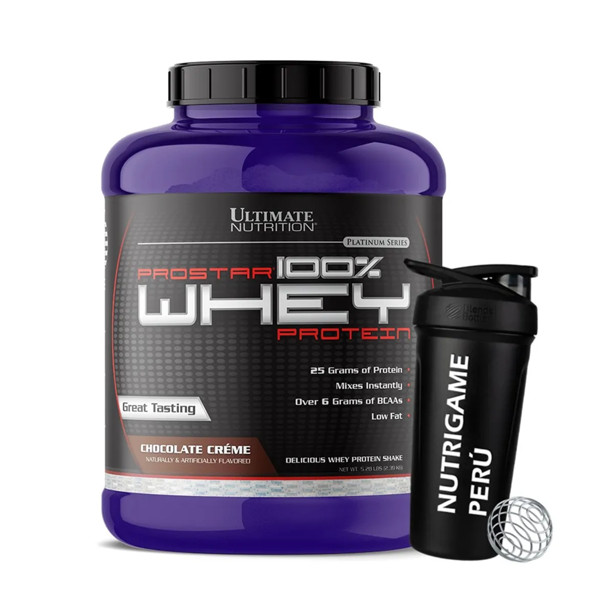 Ultimate Nutrition - Proteína Prostar 100% Whey 5 LB CHOCOLATE +Shaker - Tienda Física
