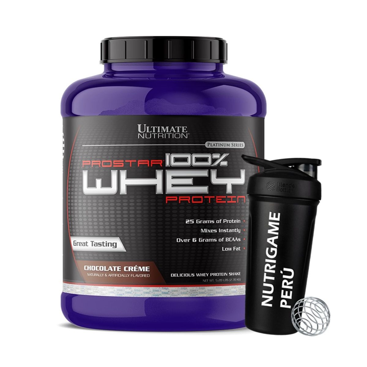 Ultimate Nutrition - Proteína Prostar 100% Whey 5 LB CHOCOLATE +Shaker - Tienda Física